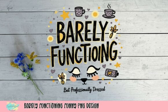 Barely Functioning Funny PNG: A Relatable Design Asset