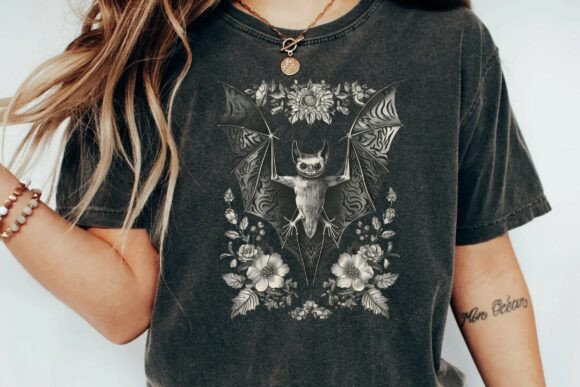 Enchant Your Designs with a Vintage Gothic Bat Illustration