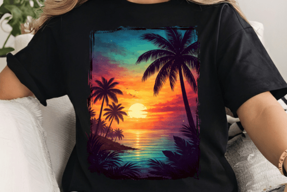 Palm Tree Sunset Design PNG: Capturing Coastal Magic for Your Projects