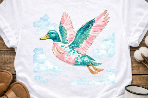 Whimsical Duck Flight Sky PNG: A Touch of Painterly Magic for Your Designs